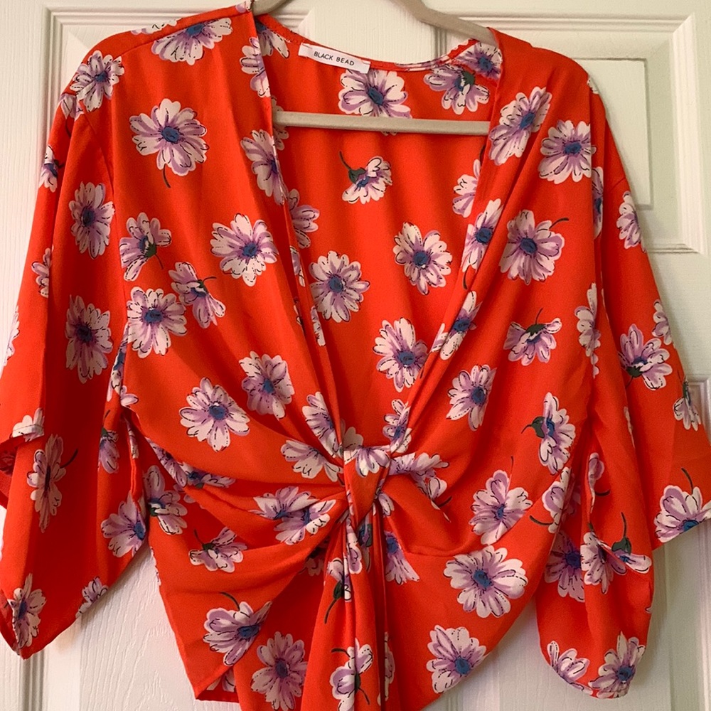 Floral Tie Front Top